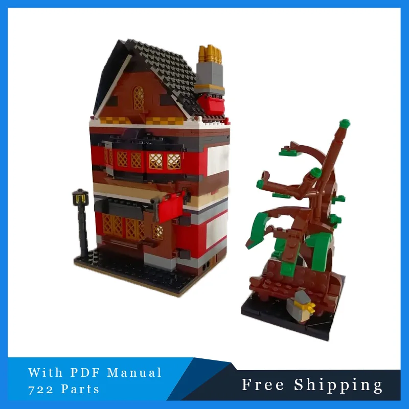 722 PCS Creatieve Retro Twee lagen Tegel Antieke Winkel Modulaire MOC Bouwstenen DIY Montage Speelgoed Set kinderen Kerstcadeau