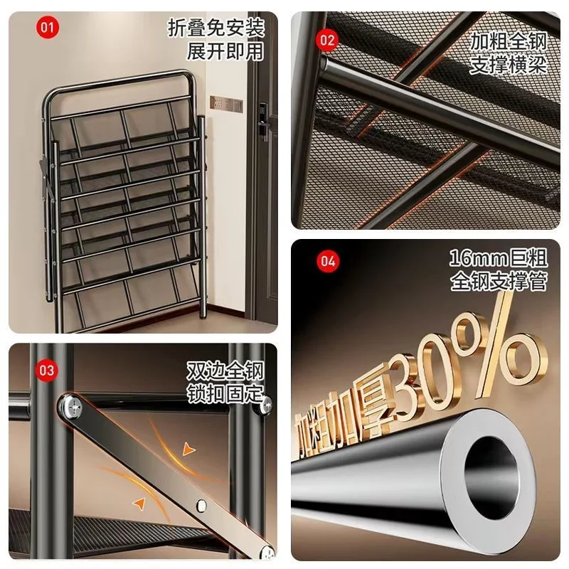 Multi-layer folding shoe rack household installation-free wrought iron shoe cabinet dust-proof storage rack simple entrance rack