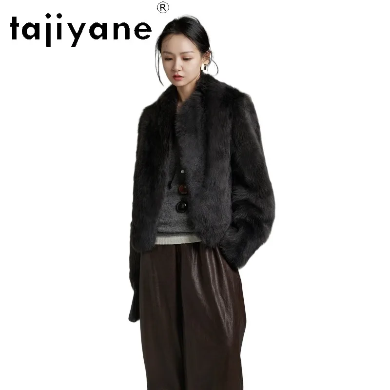 TAJIYANE Quality Tuscan Sheep Shearling Fur Coat Woman Cropped Lamb Fur Jacket Women Winter Coats V-neck Fourrure Femme 2026