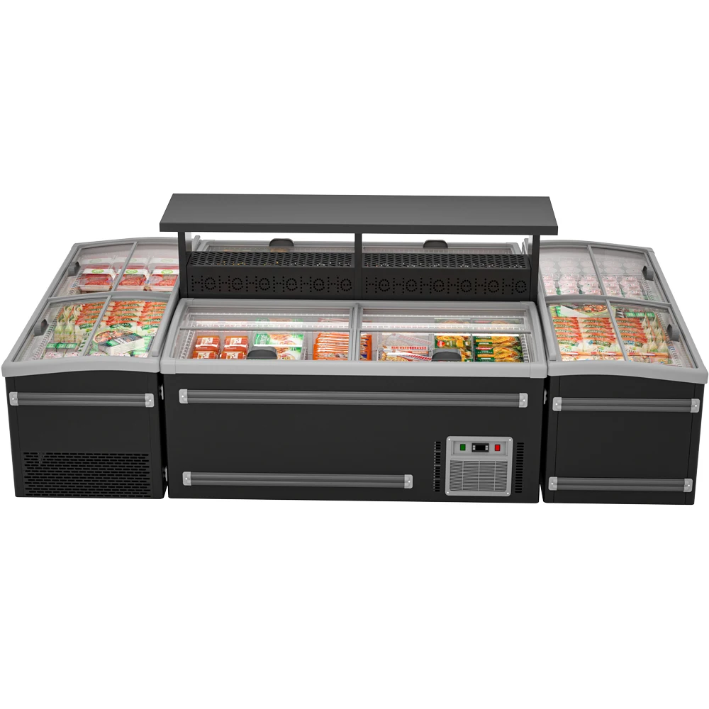 Commercial Supermarket Chest Horizontal AHT Deep Island Freezer Display Refrigerator