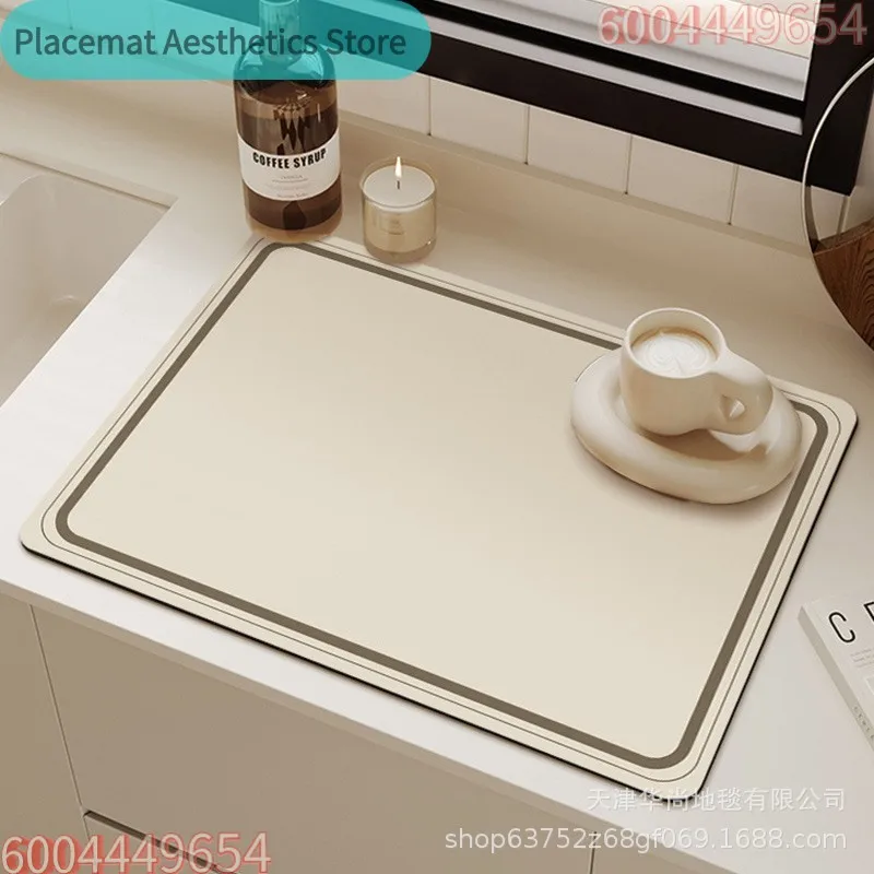 Silica Mud Line Kitchen Draining Pad Countertop Easy to Clean and Wipe Clean Bar Counter Coffee Machine Mat Home Decor