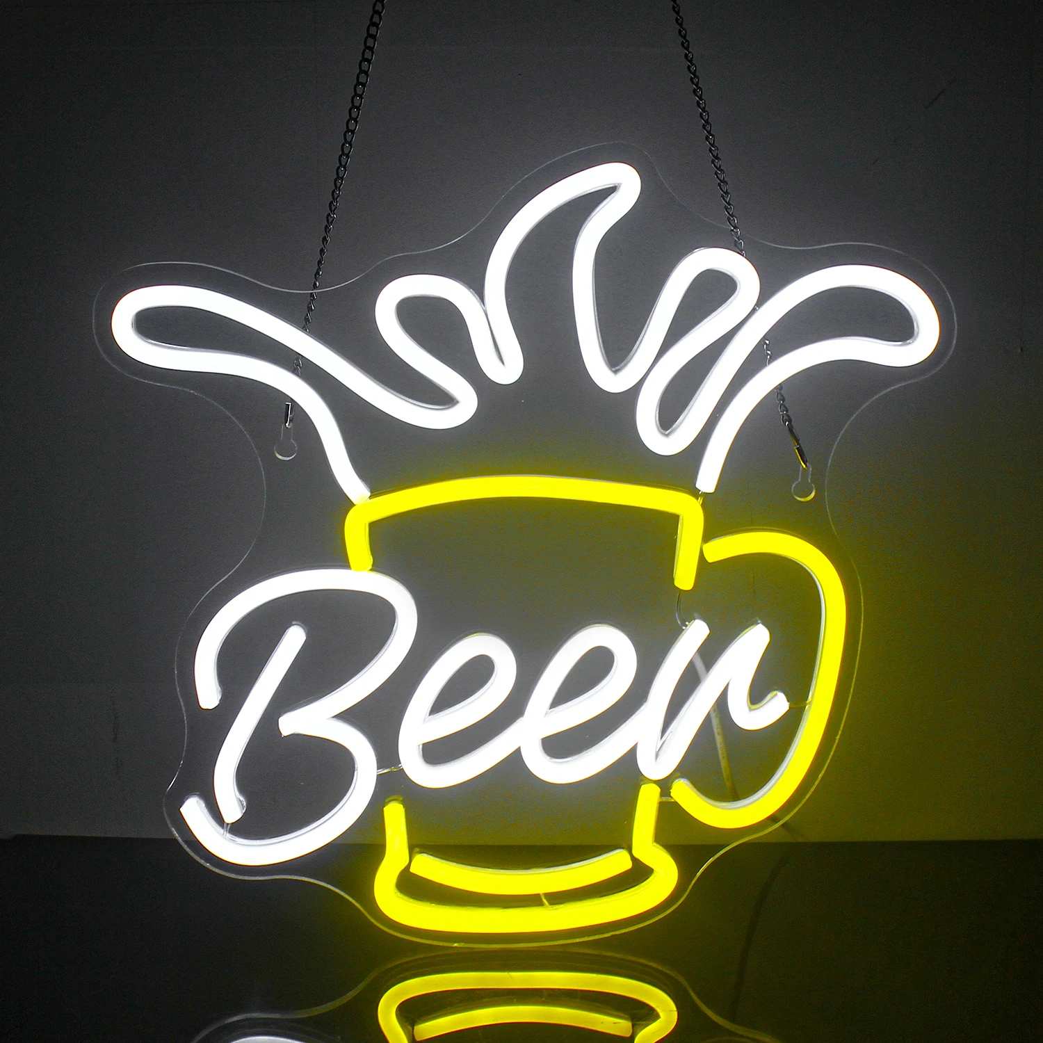 Yellow White Beer Neon Signs for Wall Decor Adjustable Bar Cheers Neon Light Bar Signs Hotel Beer Store Restaurant Bistro Party