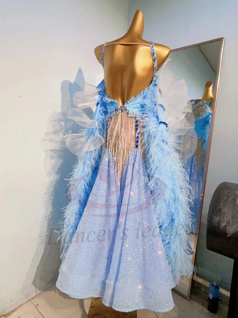 Latin Dancer Adult Children High end Customized Sparkling Modern Skirt Tango Samba AB Stone Performance Dress