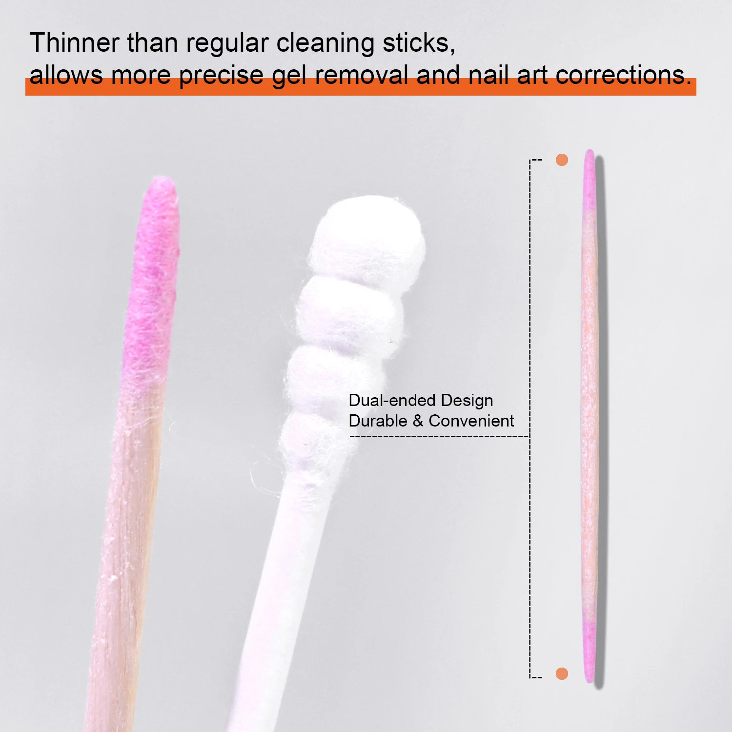 200本入り オーバーフロージェルクリーニングスティック – ポリッシュオーバーフロー除去、ネイルギャップクリーニング、正確な塗布のための両端マニキュアツール