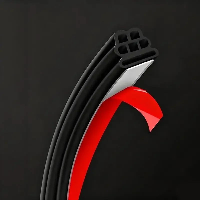 3-Layer 6 Holes Car Rubber Seal Strip Soundproof Waterproof Self Adhesive For Door Window Noise Reduction