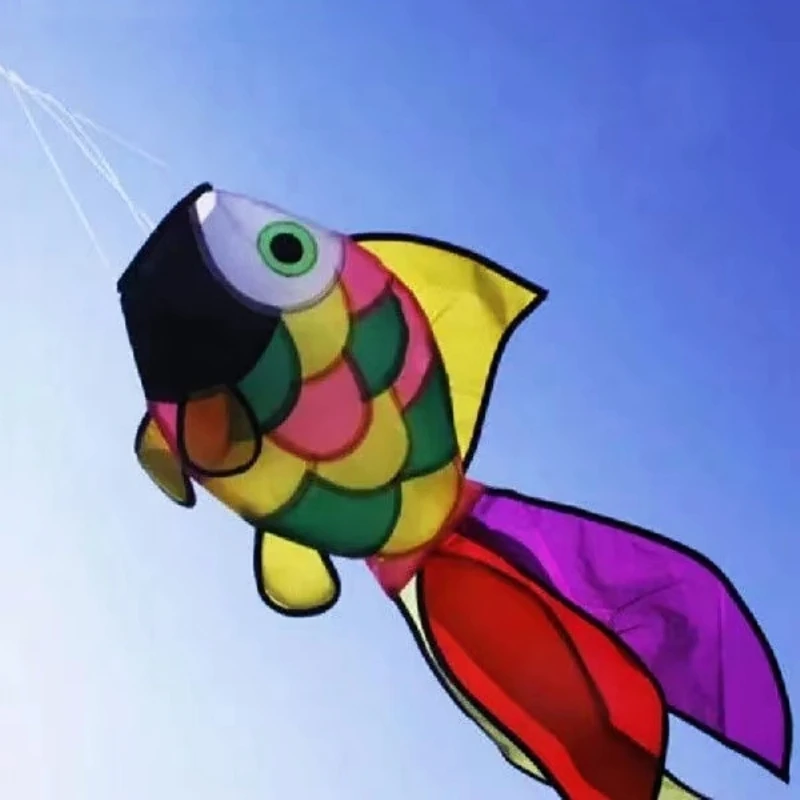 Frete grátis grande peixe windsock kite brinquedos divertidos ao ar livre voando náilon arco-íris pipas para adultos koi peixe pipa praia vento papagaio