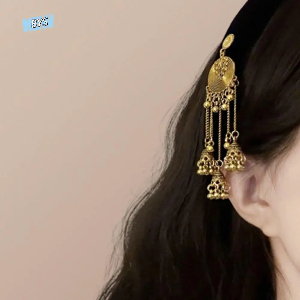 

New Chinese Style Tassel Bell Hair Band Head Wear Hair Wear Ethnic Style Hair Hoop Hair Clip Velvet Silver Pendant Hair Clip