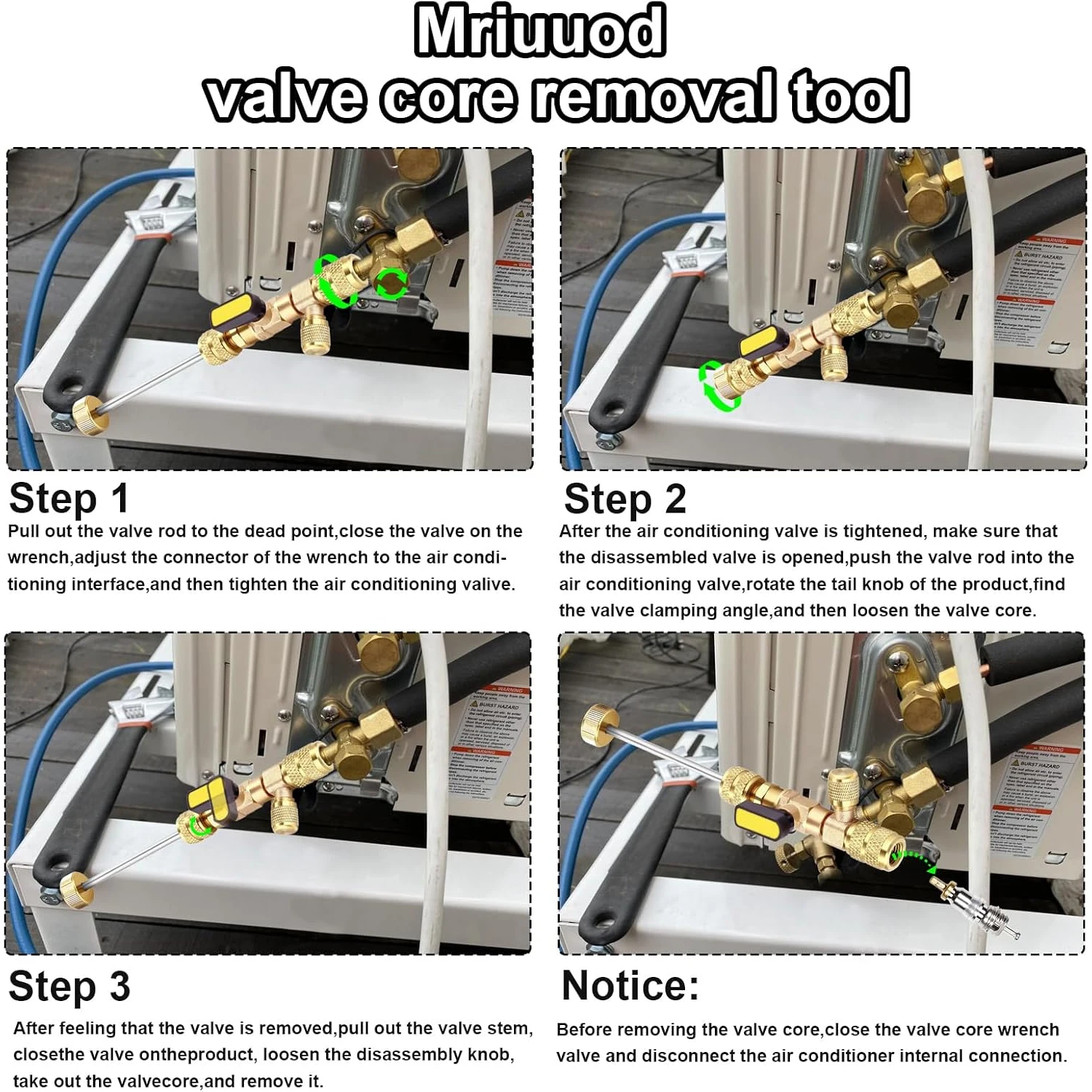 Valve Core Remover Installer Tool, R410A R22 AC Schrader Valve Core Remover, Dual Size 1/4" & 5/16" Port HVAC Valve Core Removal