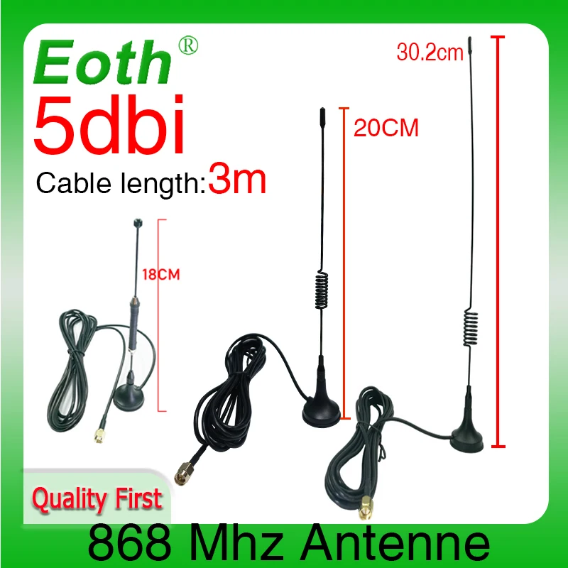 Eoth 868Mhz Antena 900-1800 Mhz GSM 3G 5dbi SMA Męski IOT 300cm Kabel 868 915 mhz Antena Sucker Antena podstawa anteny magnetyczne