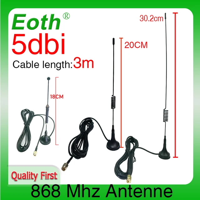 Eoth 868Mhz Antena 900-1800 Mhz GSM 3G 5dbi SMA Męski IOT 300cm Kabel 868 915 mhz antena Sucker Antenne podstawa anteny magnetyczne