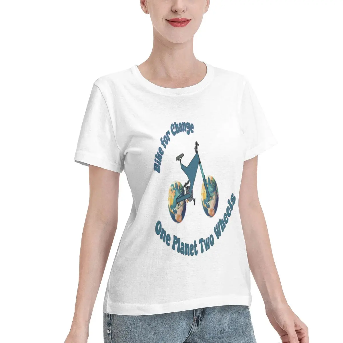 Fast Shipping Ride For The Planet Celebrate Earth Day 2025 Women's T-shirt Solid Color Non Shrink Tshirt