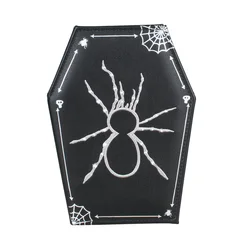 Spider Embroidery Wallet, Coffin shaped Zero Wallet, Halloween themed Party ID Credit Card Holder