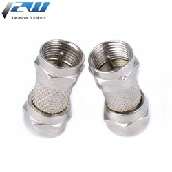 Silver Zinc Alloy Type F Male Plug Connector Socket to RF Coaxial TV Antenna, Female RF Adapter F Straight Thread Head F (5 PCS)