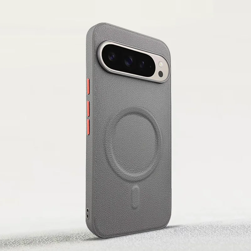 

Magnetic Attraction Leather Phone Case for Google Pixel 10 XL 9 Pro 9A Lens Large Hole+independent Button All-inclusive Cover