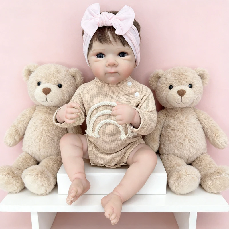 48 cm große Reborn-Babypuppe „Bettie“ mit eingewachsenem Haar, niedliche Ganzkörper-Vinylpuppe