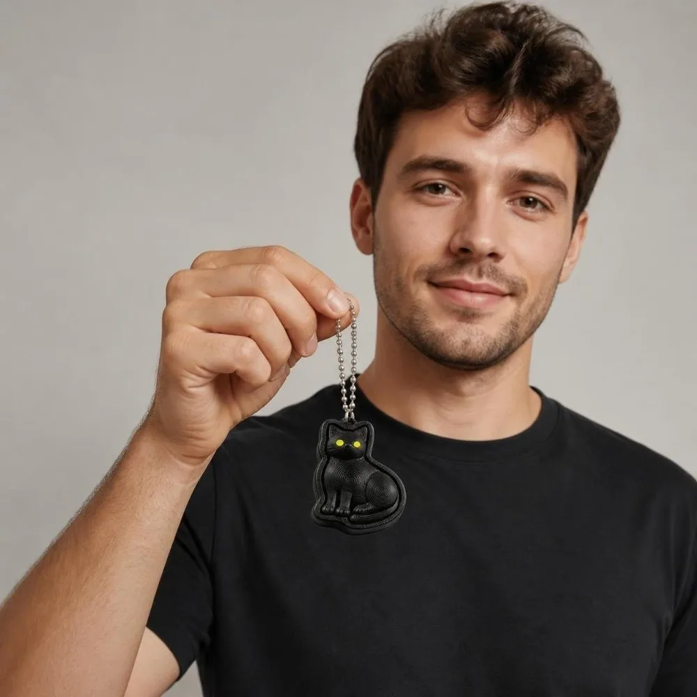 3D Printed Fidget Keychain Silent Clicking Portable Pressable Clicker Sensory Stimulation Cat/Spider Shape Clicker Fidget