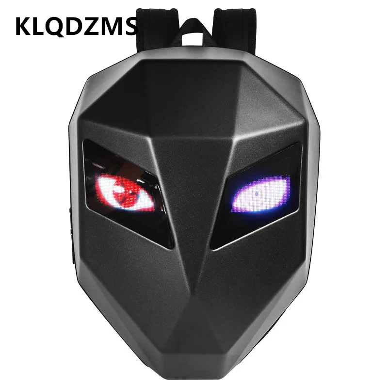 KLQDZMS Women's Backpack New Waterproof Motorcycle Riding Helmet Bag LED Shoulder Bag Men's ABS+PC Hard Shell Laptop Schoolbag