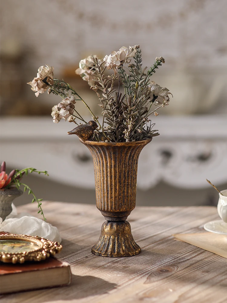 

Декоративная ваза для цветов из кованого железа в американском деревенском стиле, для B&B, кофейни, в стиле Ваби-Саби, европейский классический художественный дизайн