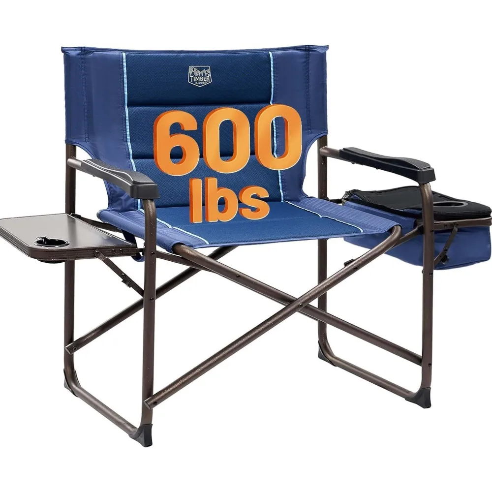 Cadeira de diretores extra grande Timber Ridge XXL - Cadeira de acampamento resistente com capacidade de 600 libras com refrigerador e mesa, dobrável portátil