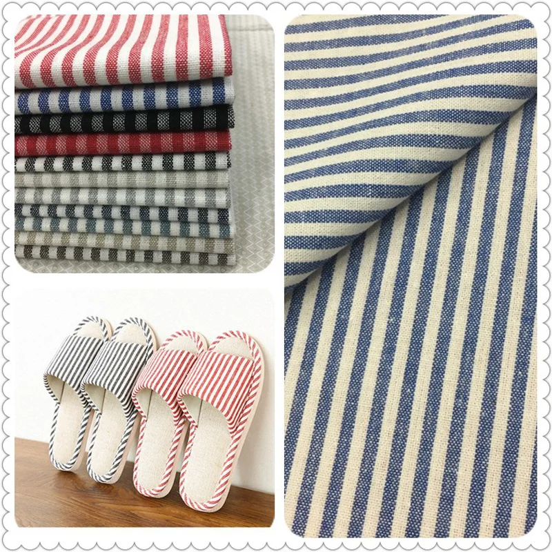 High Quality Yarn-dyed Fabric Striped Cotton Linen Home Textile Home Sewing Curtain Shoes Hat Tablecloth Pillowcase Fabric DIY