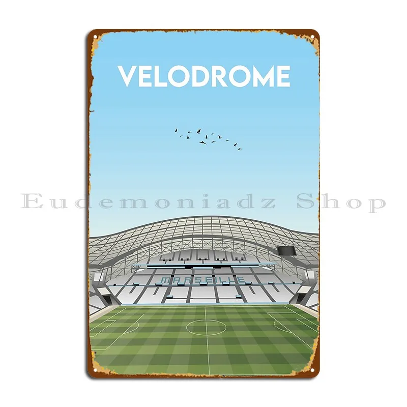 Stade Velodrome Illustration Metal Plaque Poster Poster Vintage Pub Design Wall Decor Tin Sign Poster