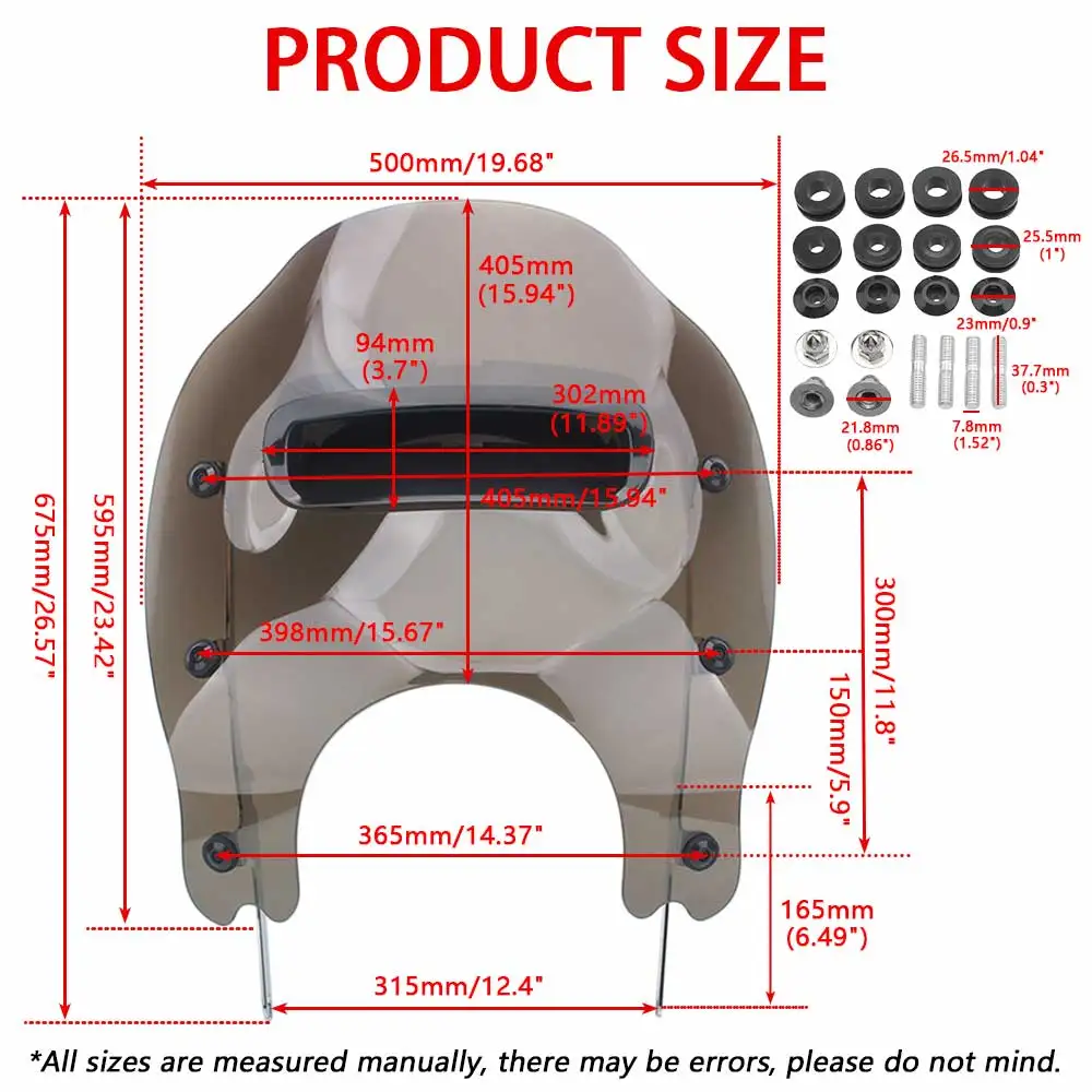 Motorcycle Fairing Windshield Front Wind Deflectors Windscreens Fits for Harley Road King FLHR/I 1994-2022, FLHRC/I 1998-2013