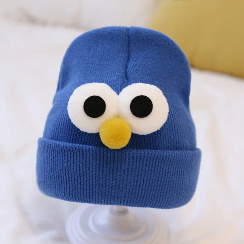 Korean Cute Eyes Baby Hats For Kids Soft Knitted Cap Warm Beanie Autumn Winter Solid Color Children Toddler Crochet Hat