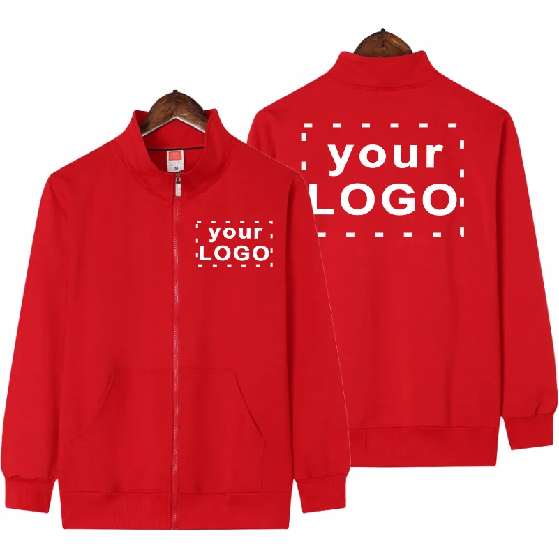 Men\'s Stand Collar Casual Zipper Jacket Custom Print Embroidery Company Logo Outdoor Sports Jacket Custom Work Clothes 4xl