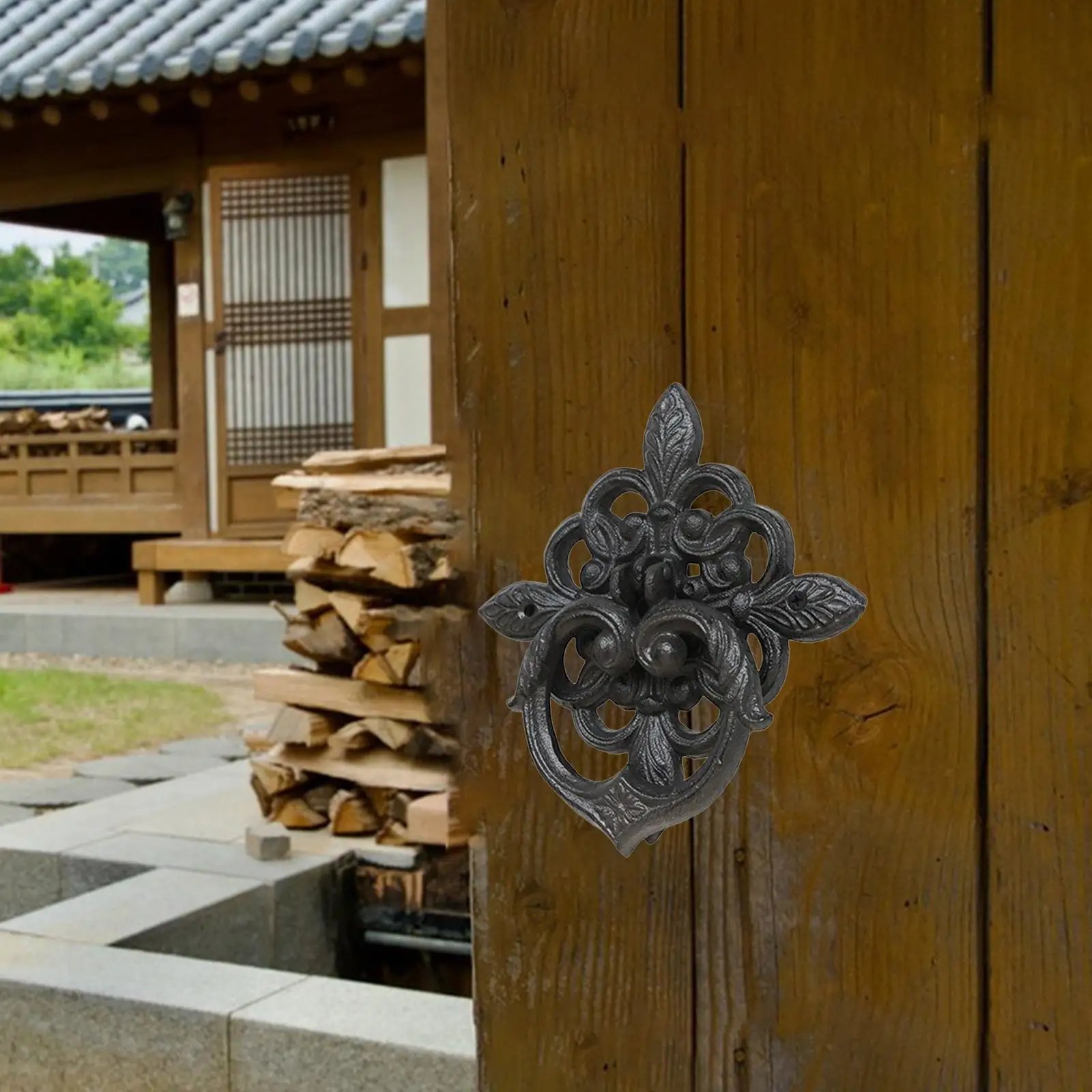 

Дверная ручка-молоток для входной двери, чугунная, винтажная, в готическом стиле, с лепестковым узором, декоративная, антикварная, для сада и улицы