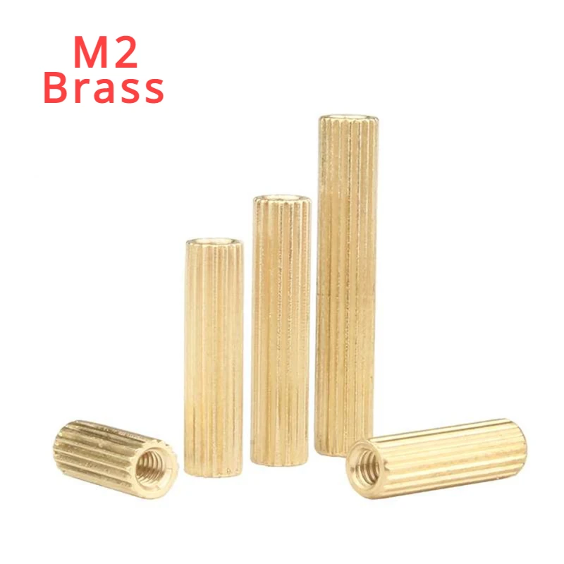 M2 Solid Brass Knurled Round Support Spacer Support Post For PCB Boards Length = 3-40mm