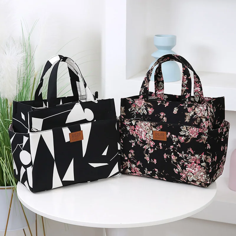 New Large Capacity Thickened Cloth Art Handbag Minimalist Work Lunch Box Storage Bag Suitable for Shopping Miscellaneous Uses