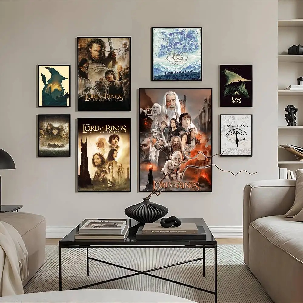 Póster de papel impermeable de la película El Señor de los Anillos, adhesivo de papel impermeable, pintura artística estética para pared de cafetería y bar