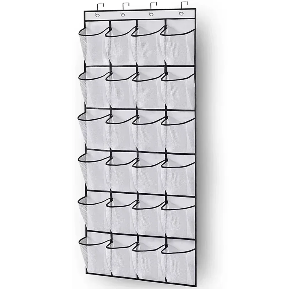 Wall-mounted Closet Cloth Pocket Shoe Rack Bag Storage Over Mesh Box Grid Clear Hanging Organiser Door Fabric Sundries 1x The 24