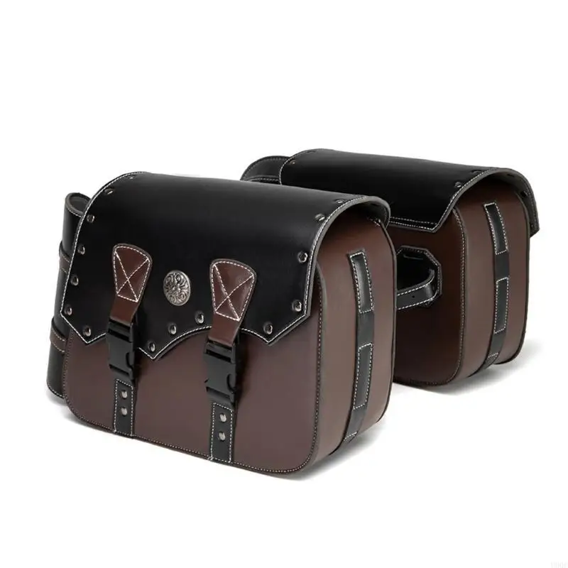 Retro Motorcycle Saddlebags PU Leather Bag with Spacious Storage & Easy Attachment Motorcycle Accessories for Bike New