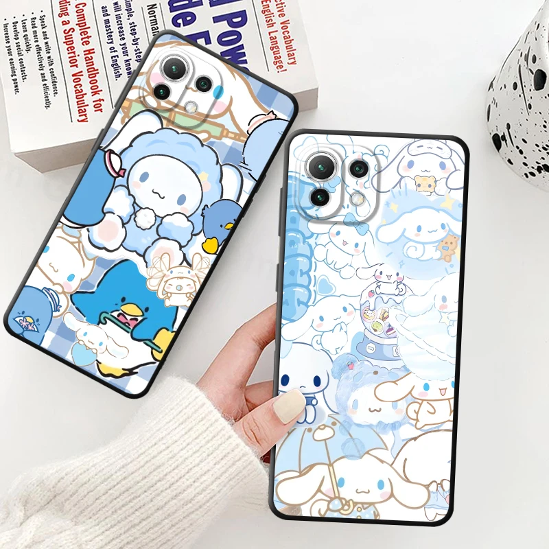 حافظة لهاتف شاومي ريدمي 12C 10 9 K40 K80 Pro A3 A1 A2 Plus 13C A5 14C A4 غطاء هاتف ناعم أسود لطيف سانريو سينامورول