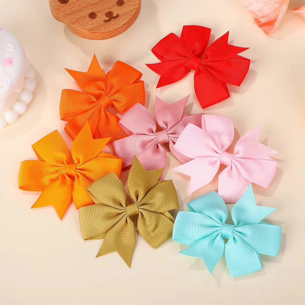 

10Pcs Grosgrain Ribbon Bow Hair Clip for Girls Lovely Solid Color Cheer Bowknot Hairpin Barrettes Headwear Baby Hair Accessories