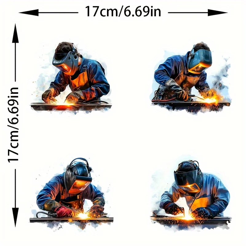4Pcs Welding Craft Vinyl Stickers, Scratch-Resistant Decals for Car Motorcycle Bumper & Body Decor