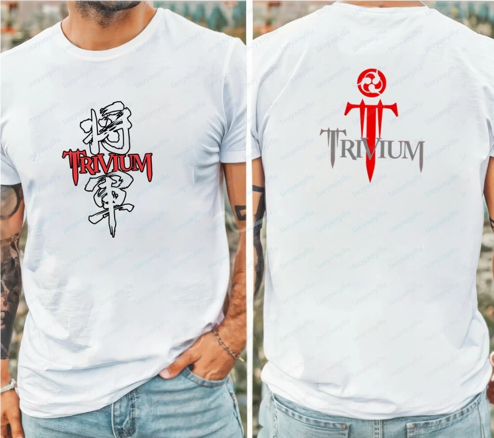 Streetwear Retro Metal Rock Trivium Summer Short-sleeved Unisex Shirt with Comfortable Double-sided Printed Fabric T-shirt