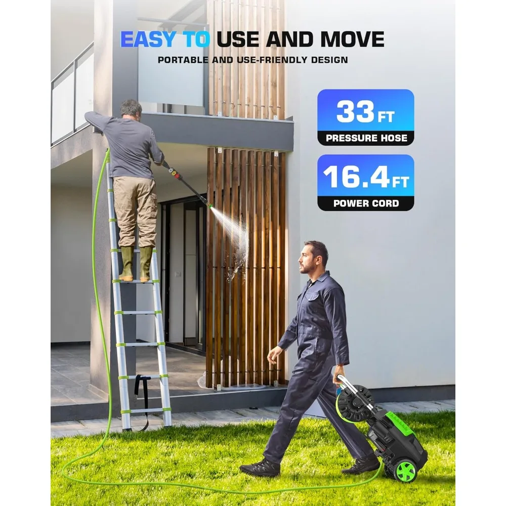 Portable Power Cleaner with 4 QC Nozzles and Soap Bottle, Cleaner Machine for Cars/Home/Driveways/Patios/Decks