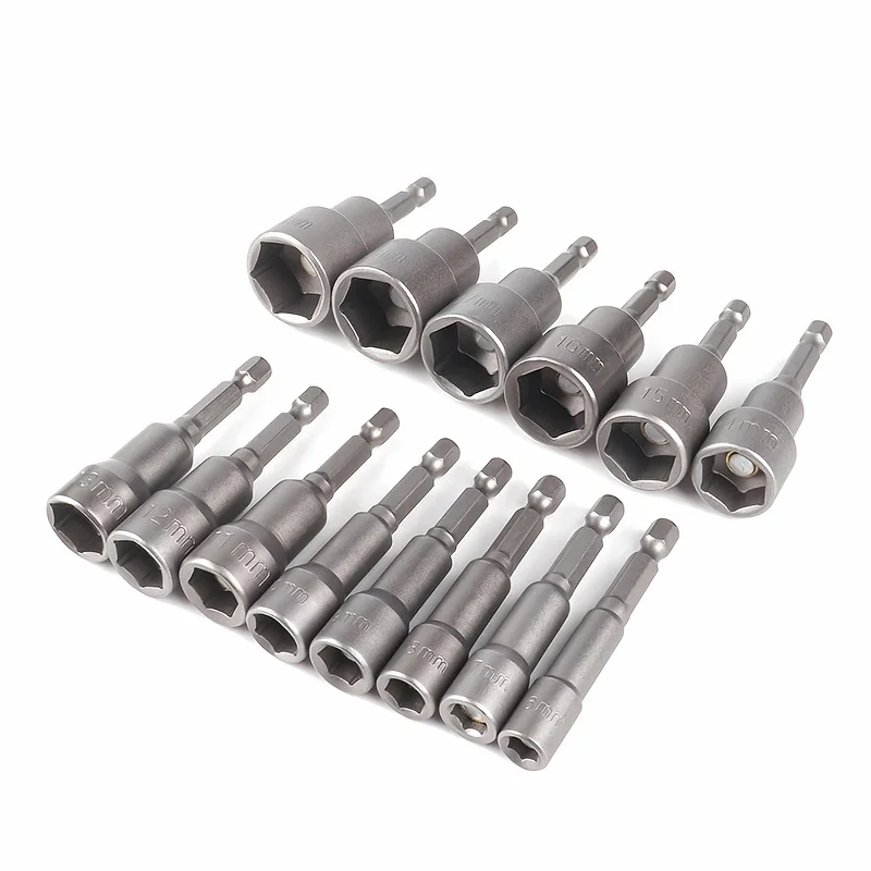 6mm-19mm impact Socket Magnetic Nut Screwdriver 1/4 hex key set Drill Bit Adapter for Power Drills Impact Drivers Socket kit