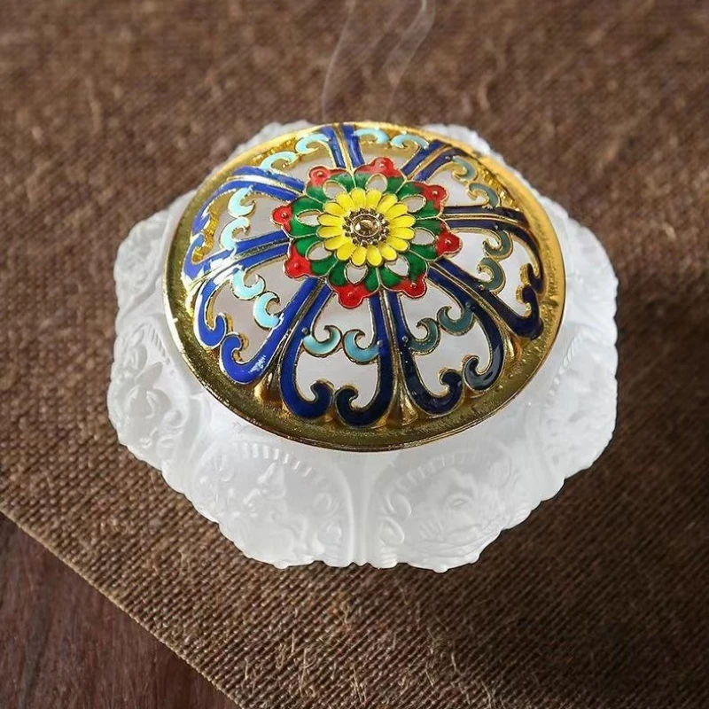 

Glass Desktop Incense Burner Decoration, Classical Chinese Style Stove Cover, Home Indoor Incense Burner Home Decoration