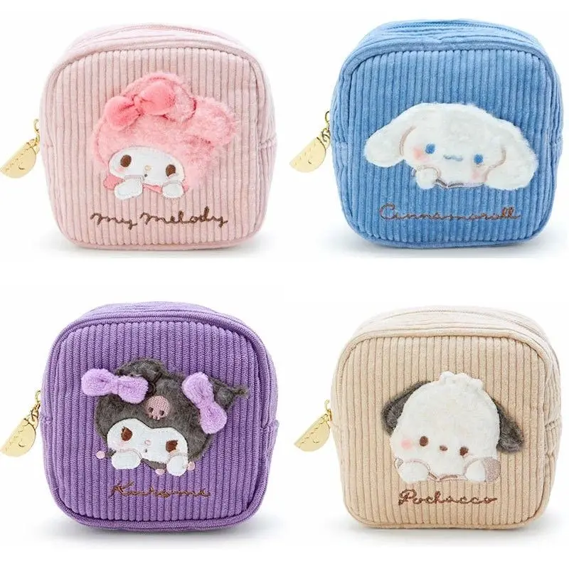 

New Kawaii Sanrio Anime Square Plush Cosmetic Bag Kuromi My Melody Cinnamoroll Plush Coin Purse Women Girlfriend Birthday Gift