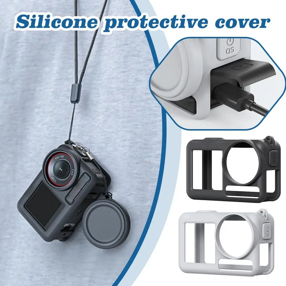 Silicone Protective Case Suitable for dji Omso Action5Pro Precise Hole Position Free Disassembly With Anti-lost Rope Access M4J0