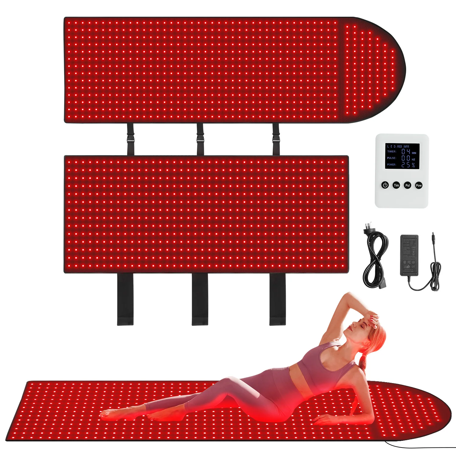 No EMF Customized logo Full Body Infrared Light Led Mat Red Led Red Light Therapy Bed Mat Blanket with Wireless Controller