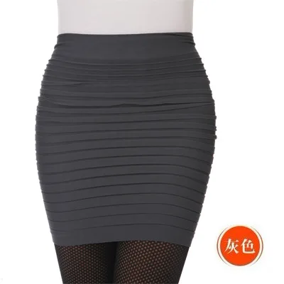 Elastic Pleated Skirt High Waist Bodycon Mini Skirt Business Office Cheap Short Pencil Skirts Solid Color Pink Black Blue Hot