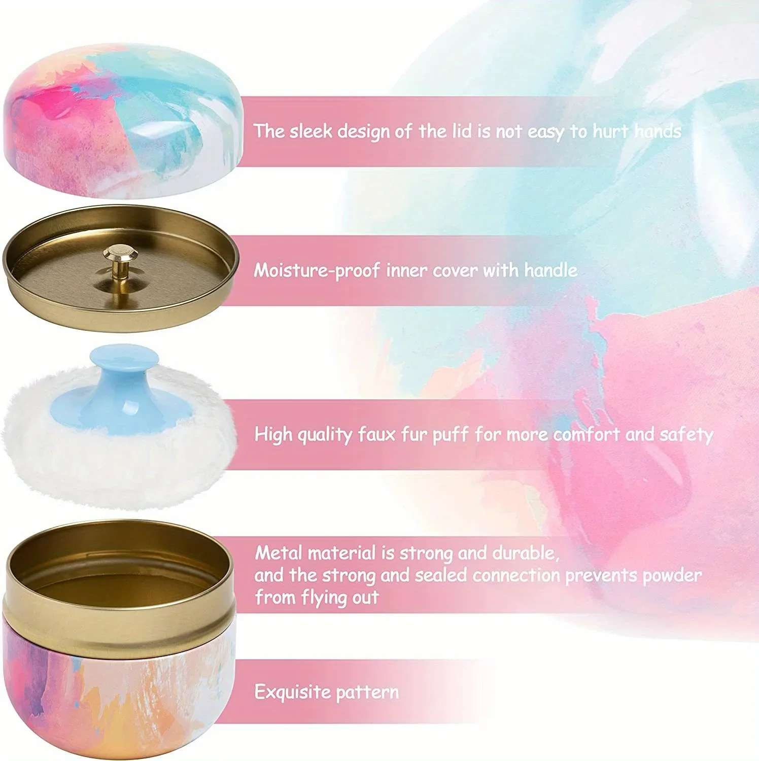 Description Picture 3 of itemBody Powder Case And Powder Puff With Powder Puff Container Tea Canister Baby Adult Body Talcum Powder Puff Container