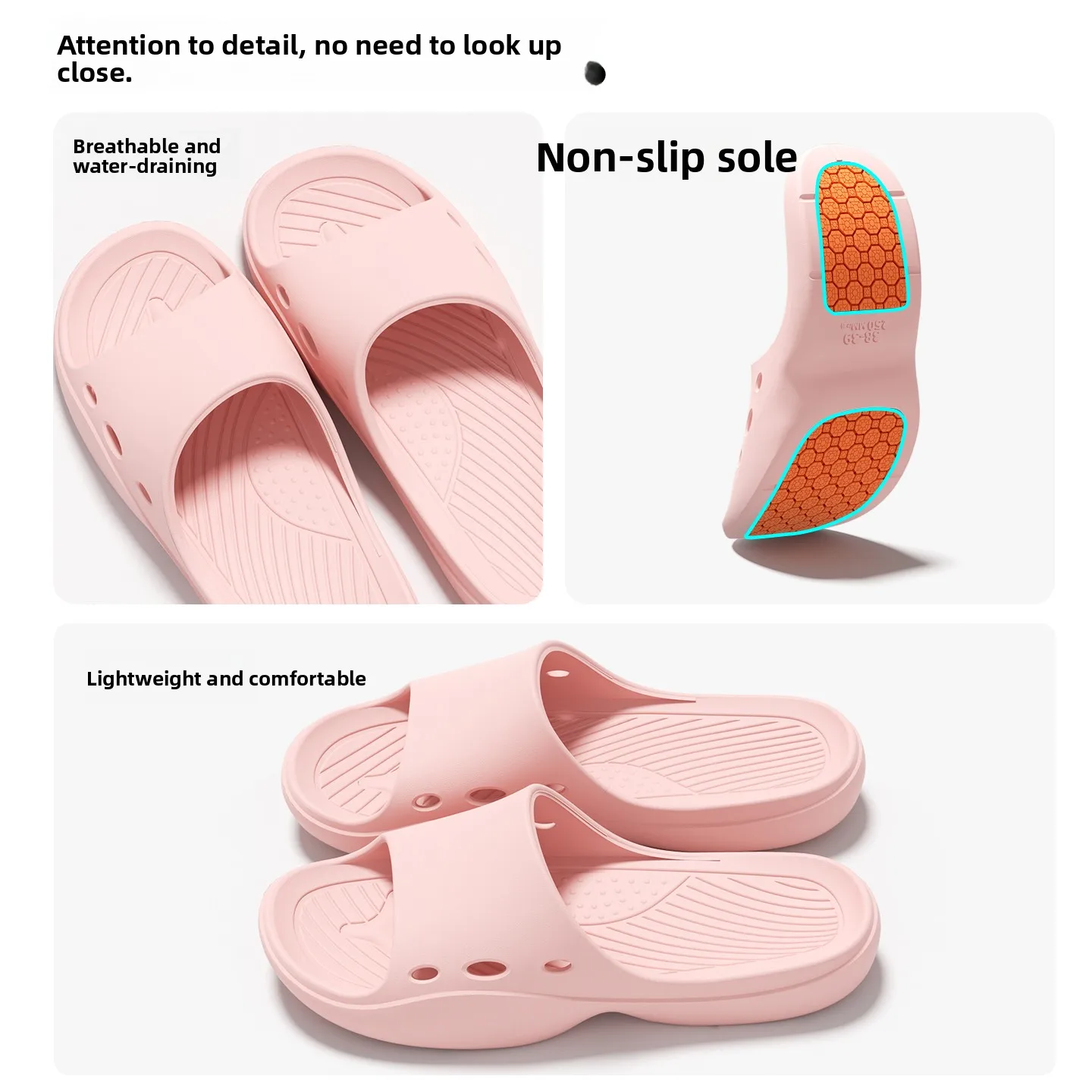 Non-Slip Bathroom Slippers for Women Elderly Special Home Indoor Shoes Summer Open-Toe PVC Material Supportive And Comfortable