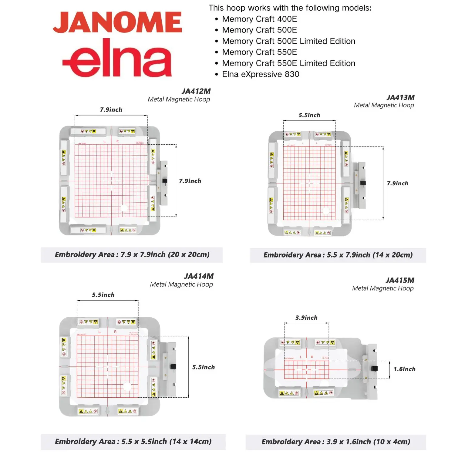 

Sewtalent SQ20B RE20B RE10B SQ14B Вышивальный обруч для машины Janome MC 500E 400E 550E Elna eXpressive 830 POOLIN EOC06