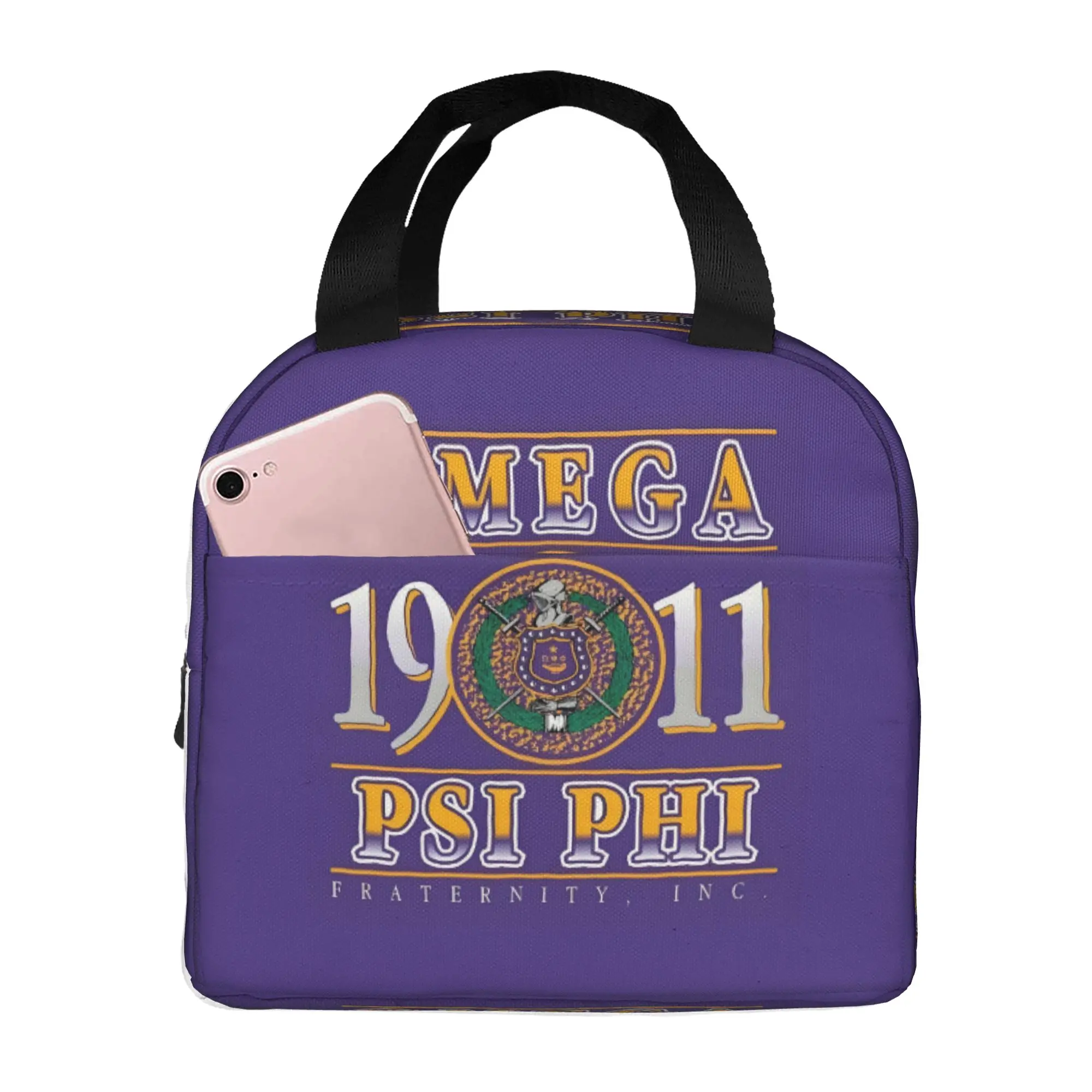 African American Omegas Psi Phi Fraternity Inc Portable Lunch Boxes Leakproof Thermal Cooler Food Insulated Lunch Bag Office