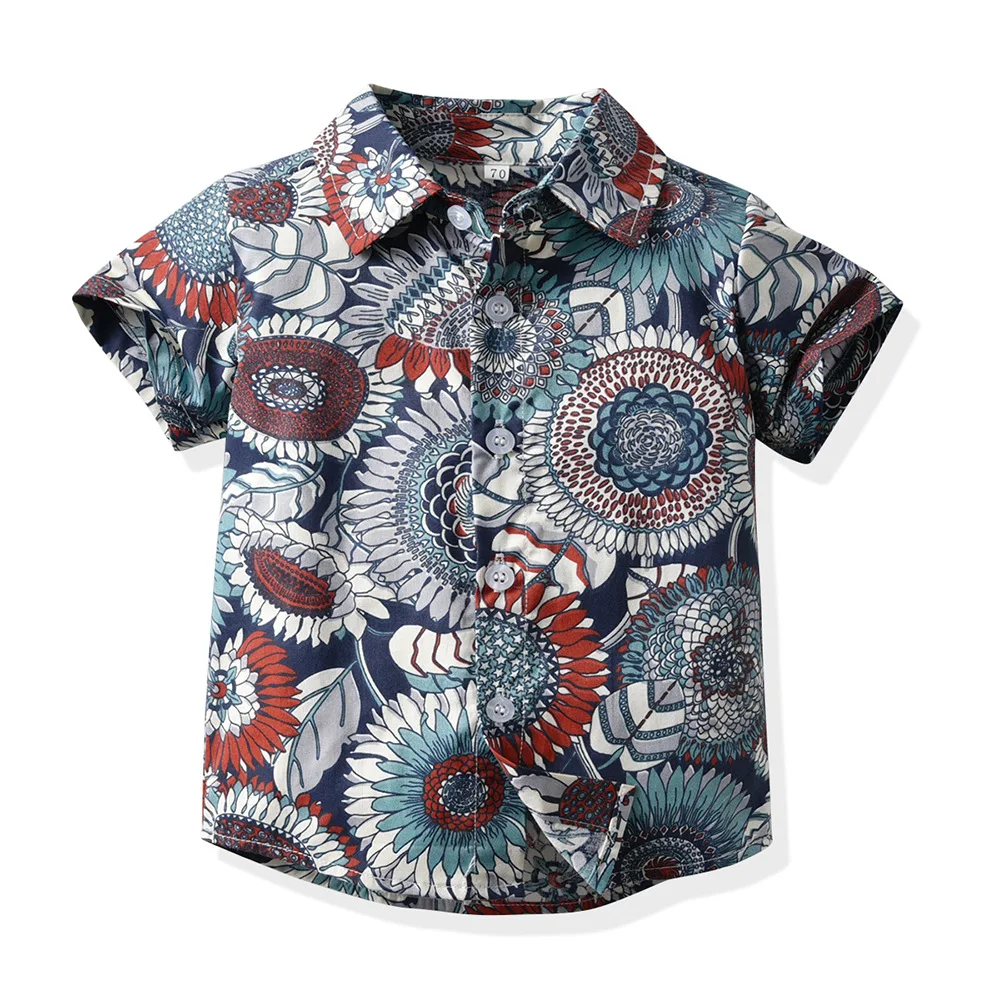 Camicia estiva abbinata per le vacanze al mare T-shirt stile costa Hawaii Beach Flower T-shirt per bambini adulti Manica corta abbinata alla famiglia Halloween